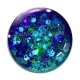Cabochon Verre - fond paillette bleu turquoise