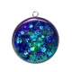 Pendentif Cabochon Argent - fond paillette bleu turquoise