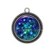 Pendentif Cabochon Argent - fond paillette bleu turquoise