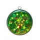 Pendentif Cabochon Argent - fond paillette vert