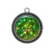 Pendentif Cabochon Argent - fond paillette vert