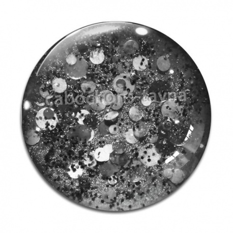 Cabochon Verre - fond paillette noir