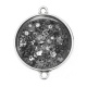 Connecteur Cabochon Argent - fond paillette noir