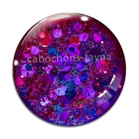 Cabochon Verre - fond paillette 
