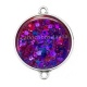 Connecteur Cabochon Argent - fond paillette 