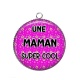 Pendentif Cabochon Argent - une maman super cool