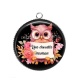 Pendentif Cabochon Argent - une chouette maman