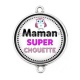 Connecteur Cabochon Argent - maman super chouette