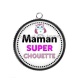 Pendentif Cabochon Argent - maman super chouette