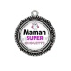 Pendentif Cabochon Argent - maman super chouette