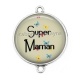 Connecteur Cabochon Argent - super maman
