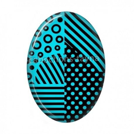 Cabochon Résine Ovale - fond géométrique