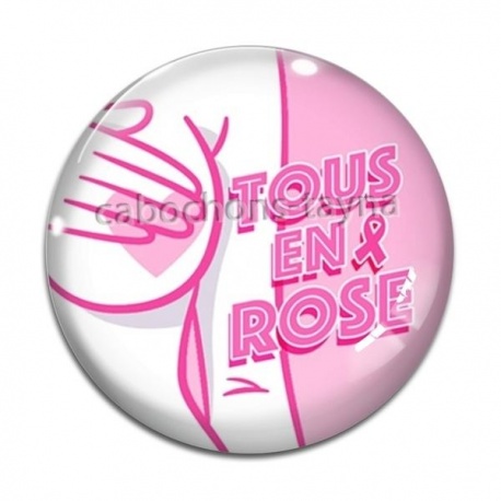 Cabochon Verre - octobre rose