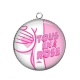 Pendentif Cabochon Argent - octobre rose