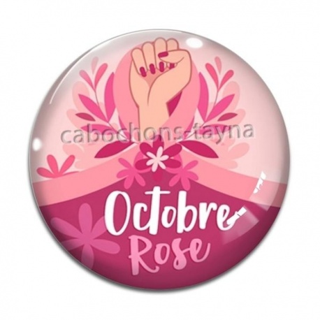 Cabochon Verre - octobre rose