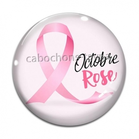 Cabochon Verre - octobre rose