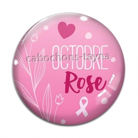 Cabochon Verre - octobre rose