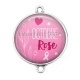 Connecteur Cabochon Argent - octobre rose