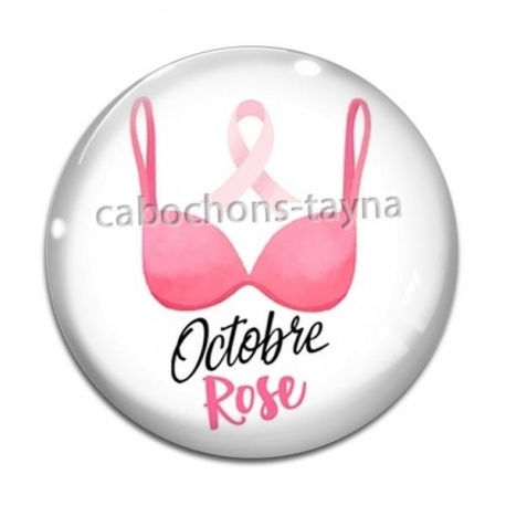 Cabochon Verre - octobre rose