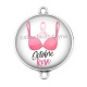 Connecteur Cabochon Argent - octobre rose