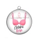 Pendentif Cabochon Argent - octobre rose