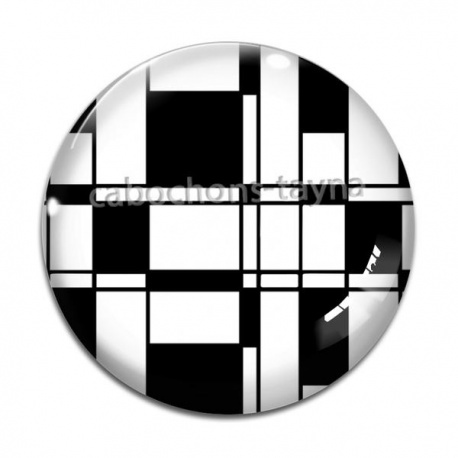 Cabochon Verre - Fond Géométrique noir et blanc