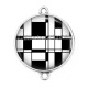 Connecteur Cabochon Argent - Fond Géométrique noir et blanc