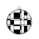Pendentif Cabochon Argent - Fond Géométrique noir et blanc