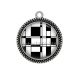 Pendentif Cabochon Argent - Fond Géométrique noir et blanc