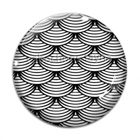 Cabochon Verre - Fond vagues noir et blanc
