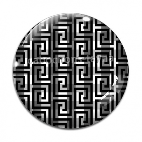 Cabochon Verre - Fond tribal noir et blanc