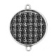 Connecteur Cabochon Argent - Fond tribal noir et blanc