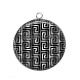 Pendentif Cabochon Argent - Fond tribal noir et blanc