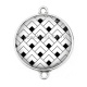Connecteur Cabochon Argent - Fond Géométrique noir et blanc