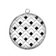 Pendentif Cabochon Argent - Fond Géométrique noir et blanc