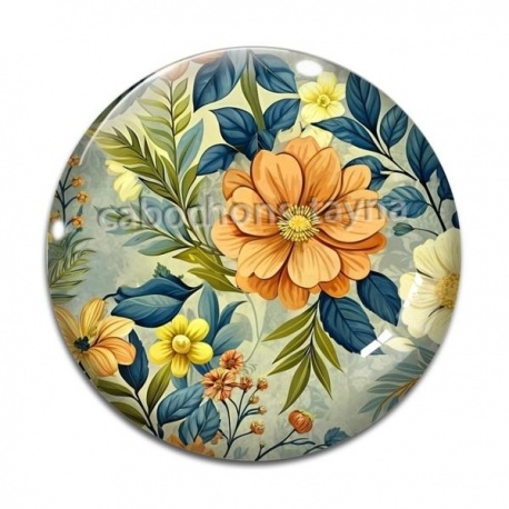 Cabochon Verre - fleur