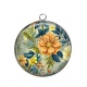 Pendentif Cabochon Argent - fleur