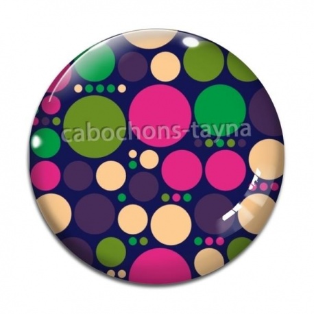 Cabochon Verre - pois multicolore