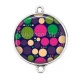 Connecteur Cabochon Argent - pois multicolore