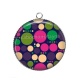 Pendentif Cabochon Argent - pois multicolore