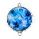 Connecteur Cabochon Argent - coquelicot bleu