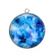 Pendentif Cabochon Argent - coquelicot bleu