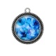 Pendentif Cabochon Argent - coquelicot bleu