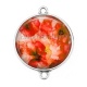 Connecteur Cabochon Argent - coquelicot rouge
