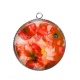 Pendentif Cabochon Argent - coquelicot rouge