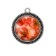 Pendentif Cabochon Argent - coquelicot rouge