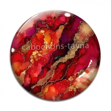 Cabochon Verre - fond ton rouge