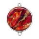 Connecteur Cabochon Argent - fond ton rouge