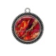 Pendentif Cabochon Argent - fond ton rouge