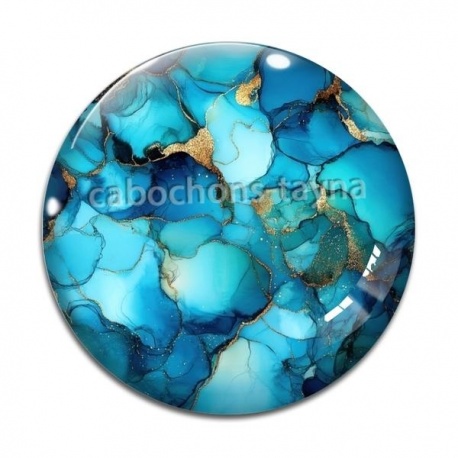 Cabochon Verre - fond ton bleu